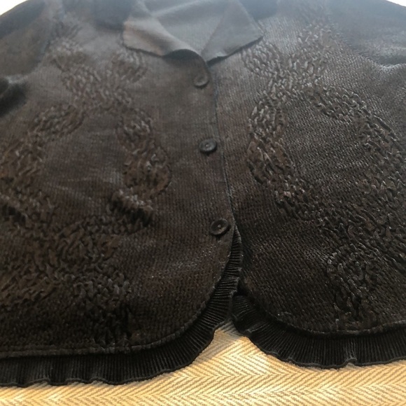 CHICOS Sz 3 Elegant Black Women's Cardigan Jacket PREWORN Pit to Pit 23 1/2" - Picture 4 of 15